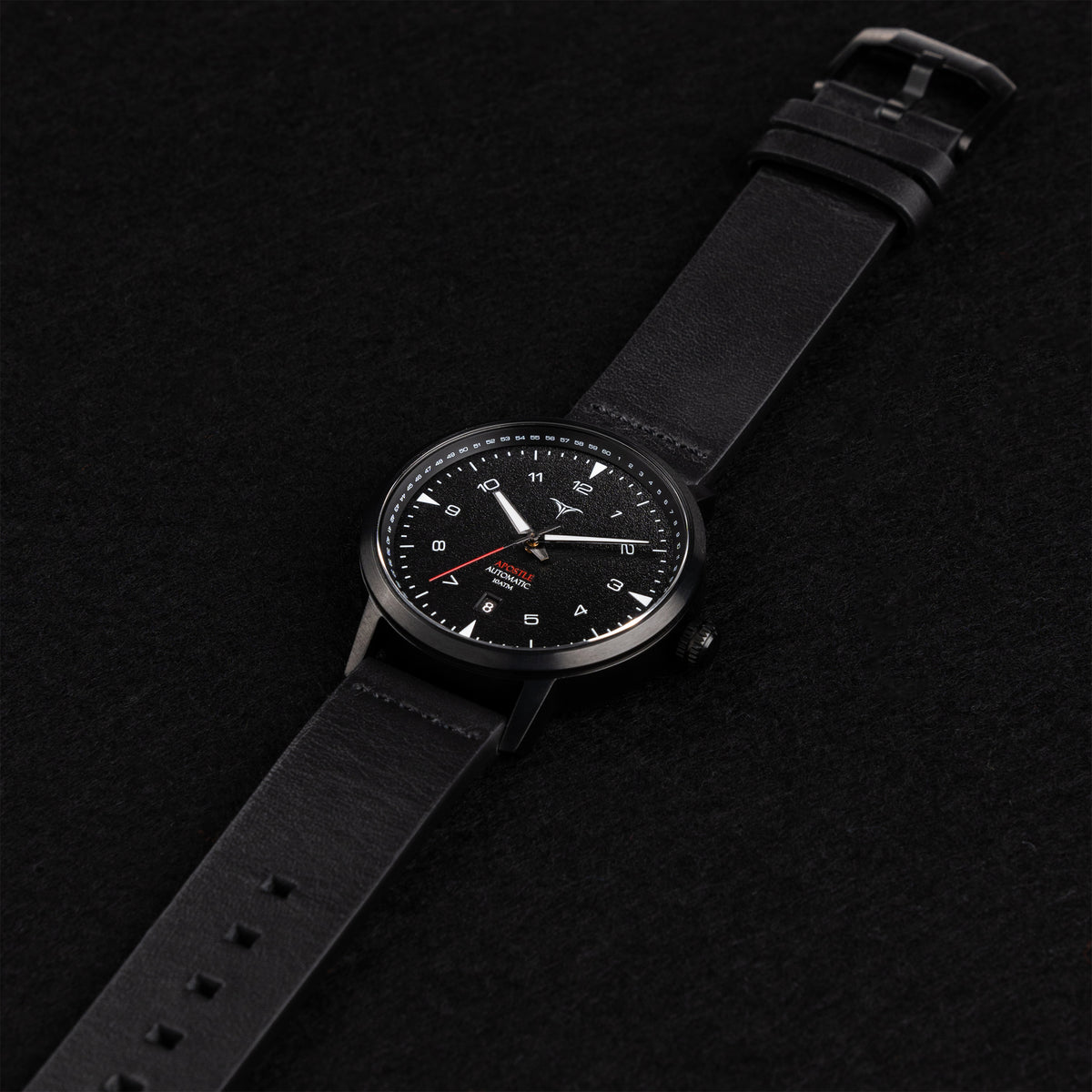 V-Apostle | Black Luxury Watches with Black leather straps | Vstelle Watch