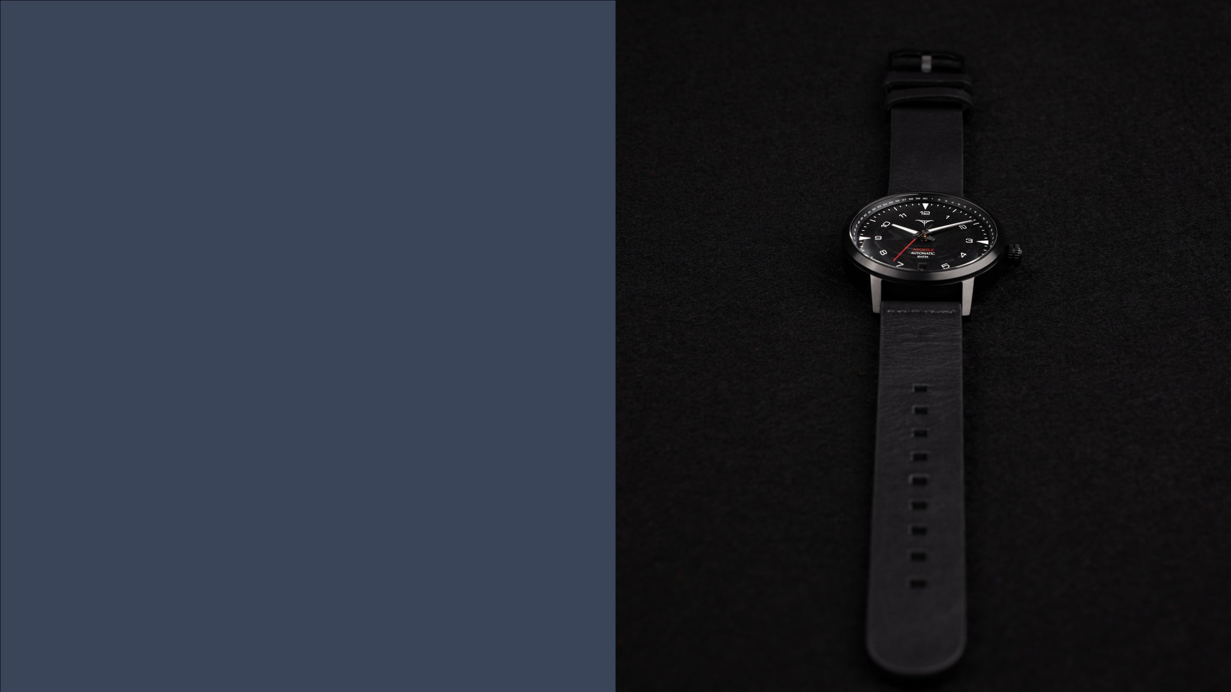 Black dial automatic watches V-Apostle with Black Horween Leather Straps | Vstelle Watch