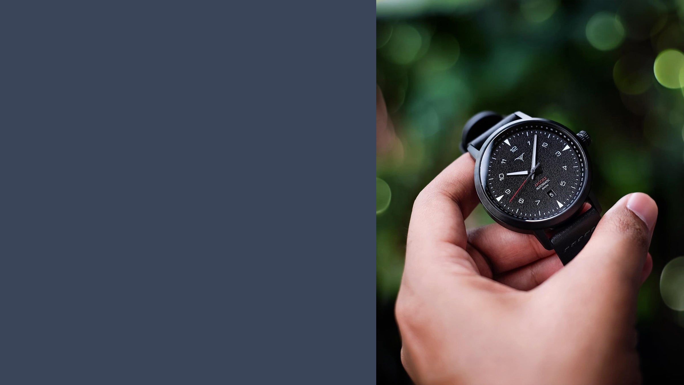 Black dial automatic watches V-Apostle with Black Horween Leather Straps | Vstelle Watch