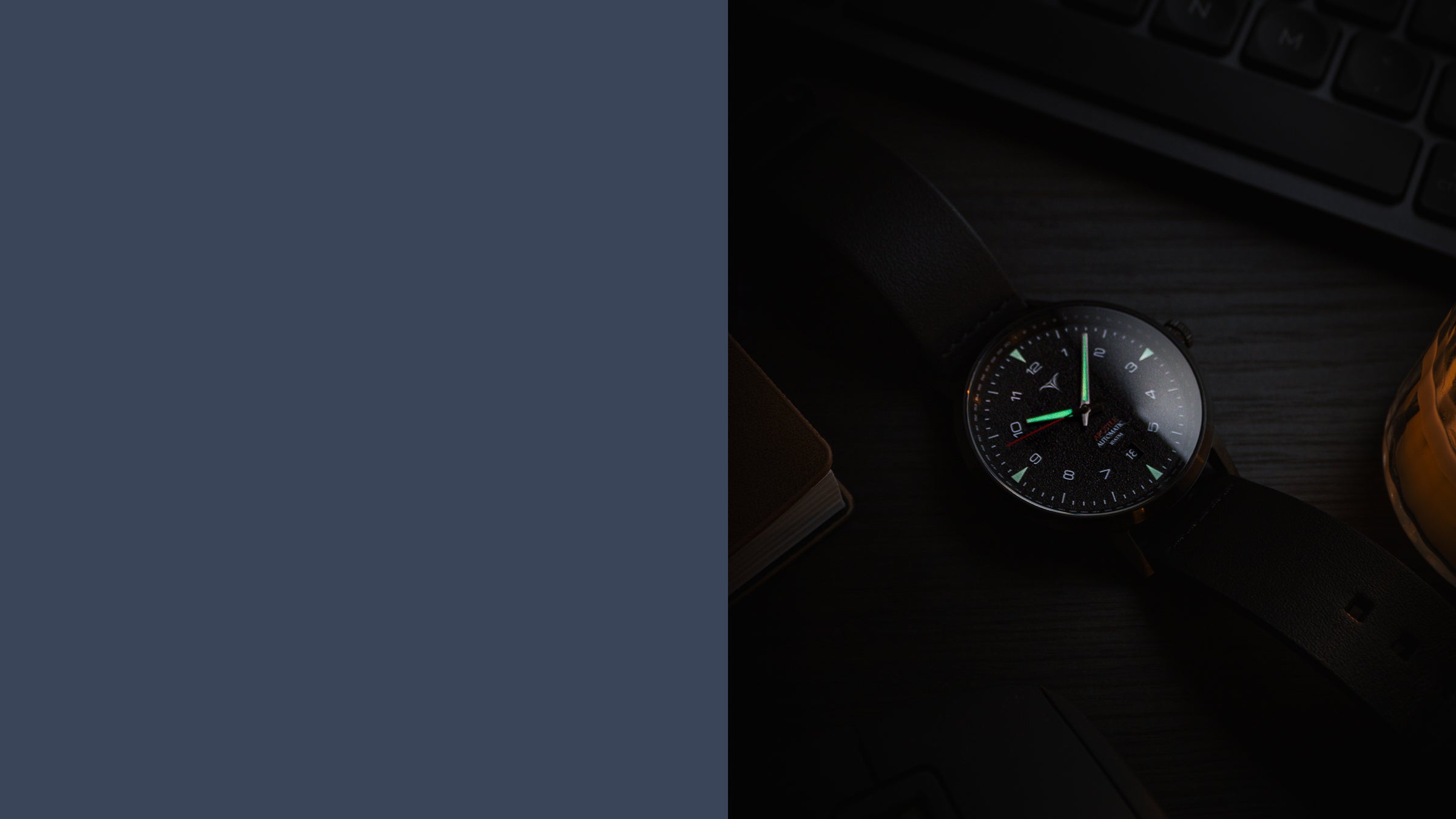 Black dial automatic watches V-Apostle with Black Horween Leather Straps | Vstelle Watch