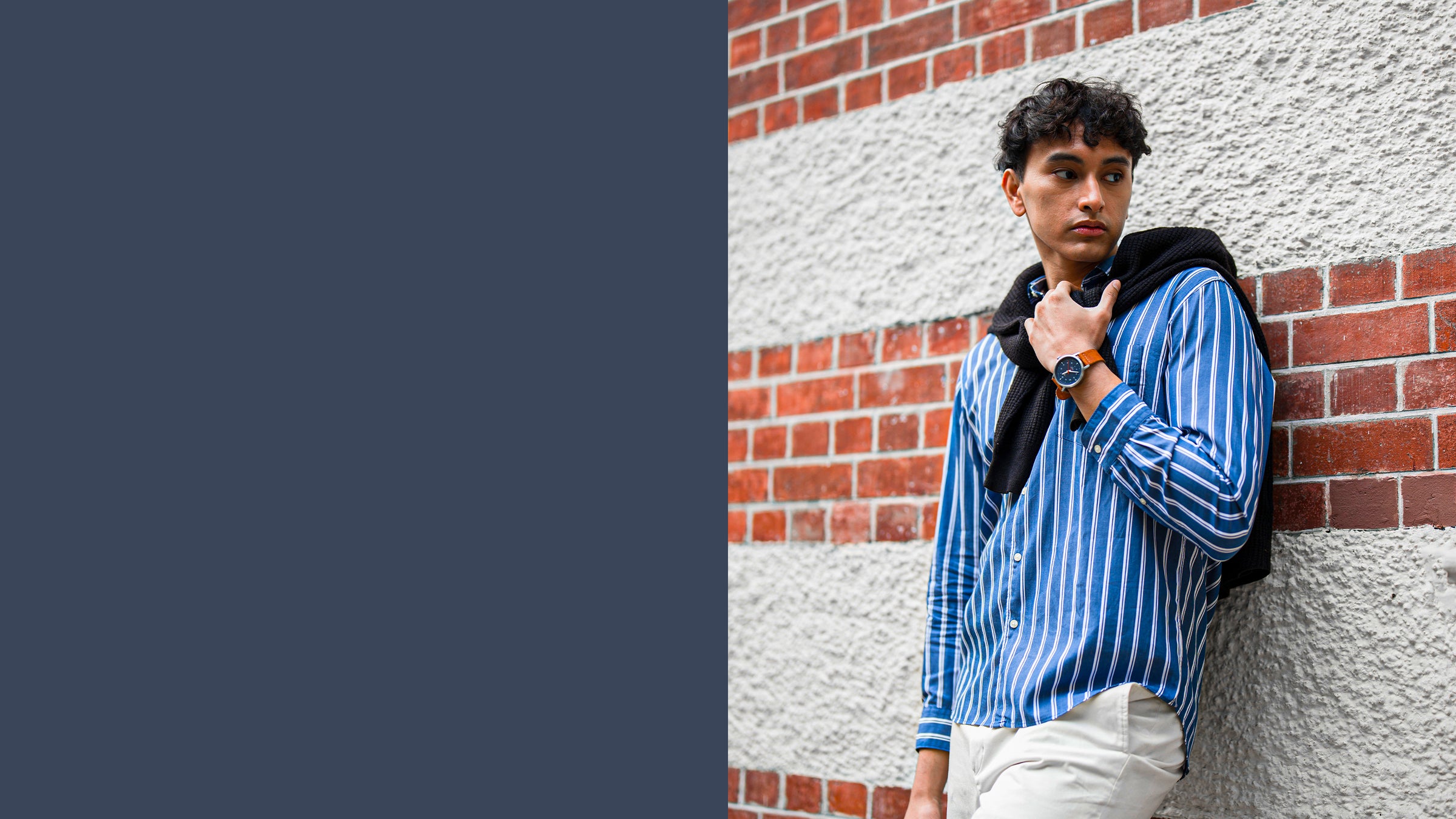 Blue dial automatic watches V-Apostle for men with Brown Horween Leather Straps | Vstelle Watch