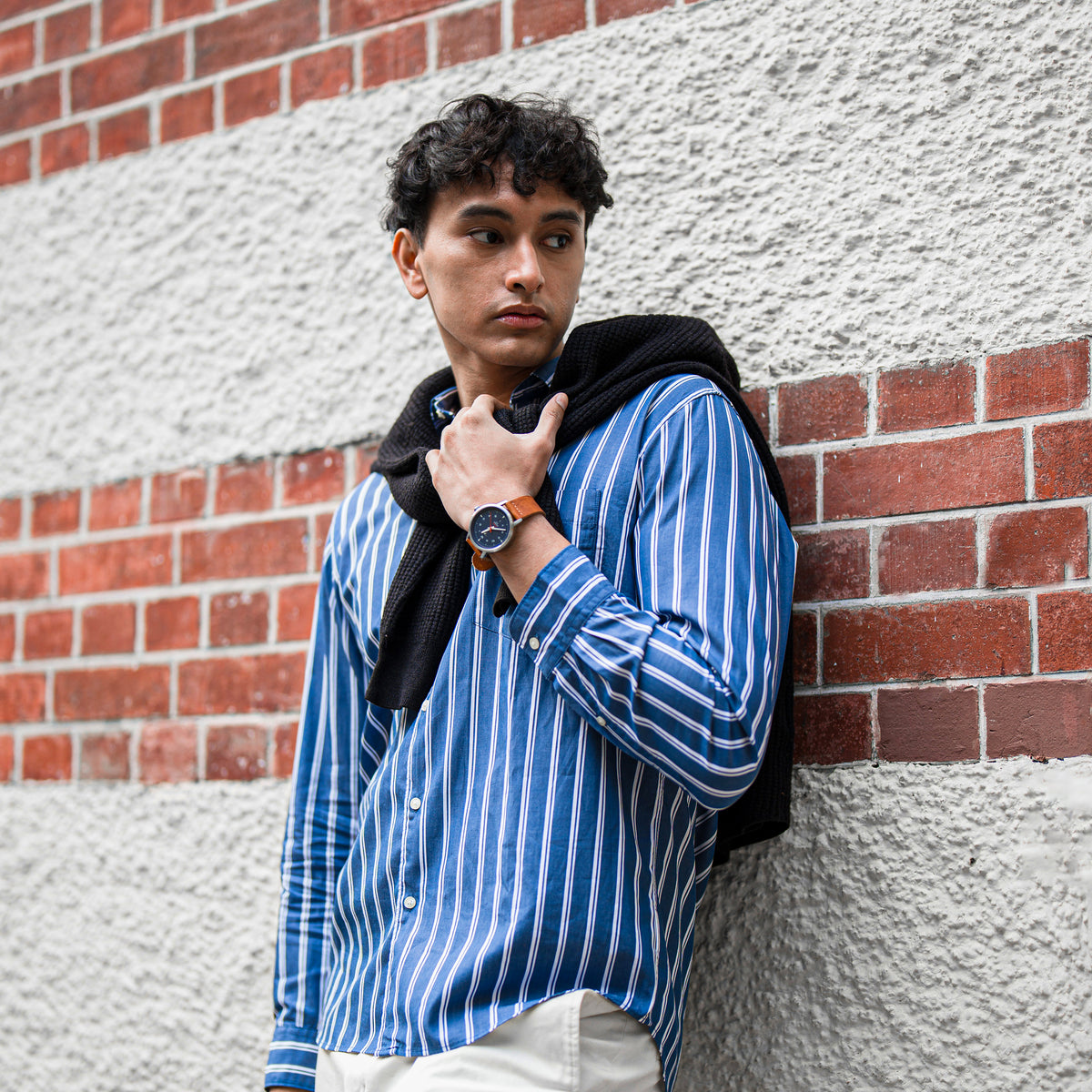 Blue dial automatic watches V-Apostle for men with Brown Horween Leather Straps | Vstelle Watch