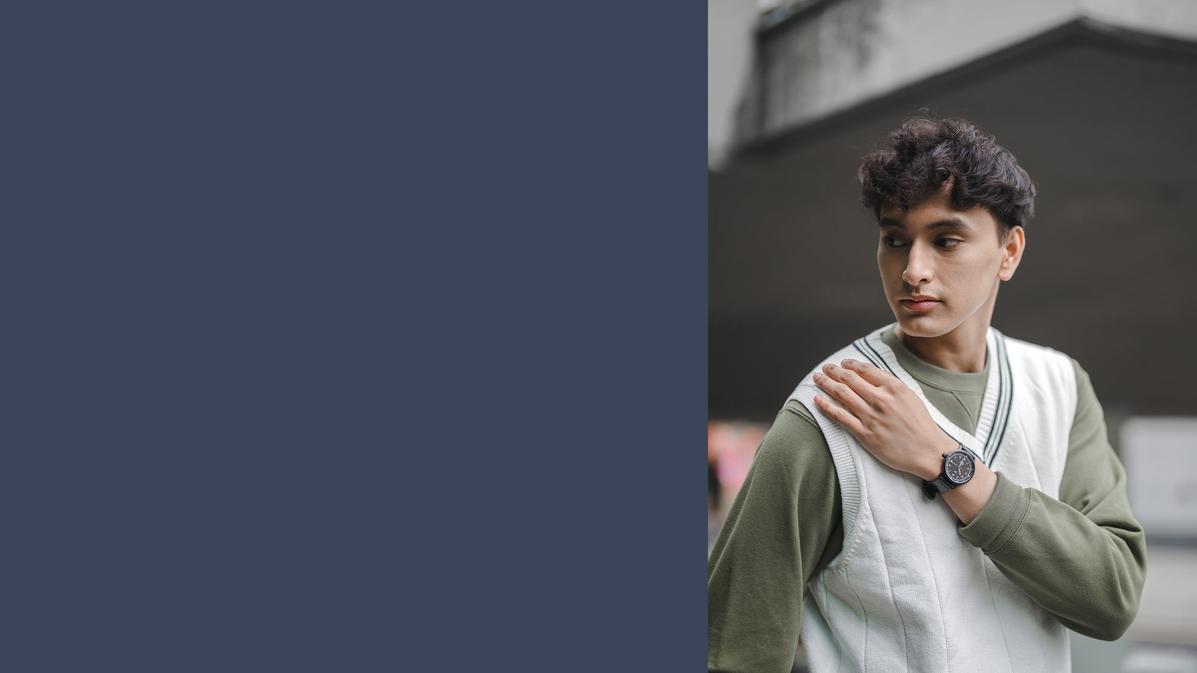 Black dial Swiss Made quartz men watches V-Pioneer with Black Horween Leather Straps | Vstelle Watch