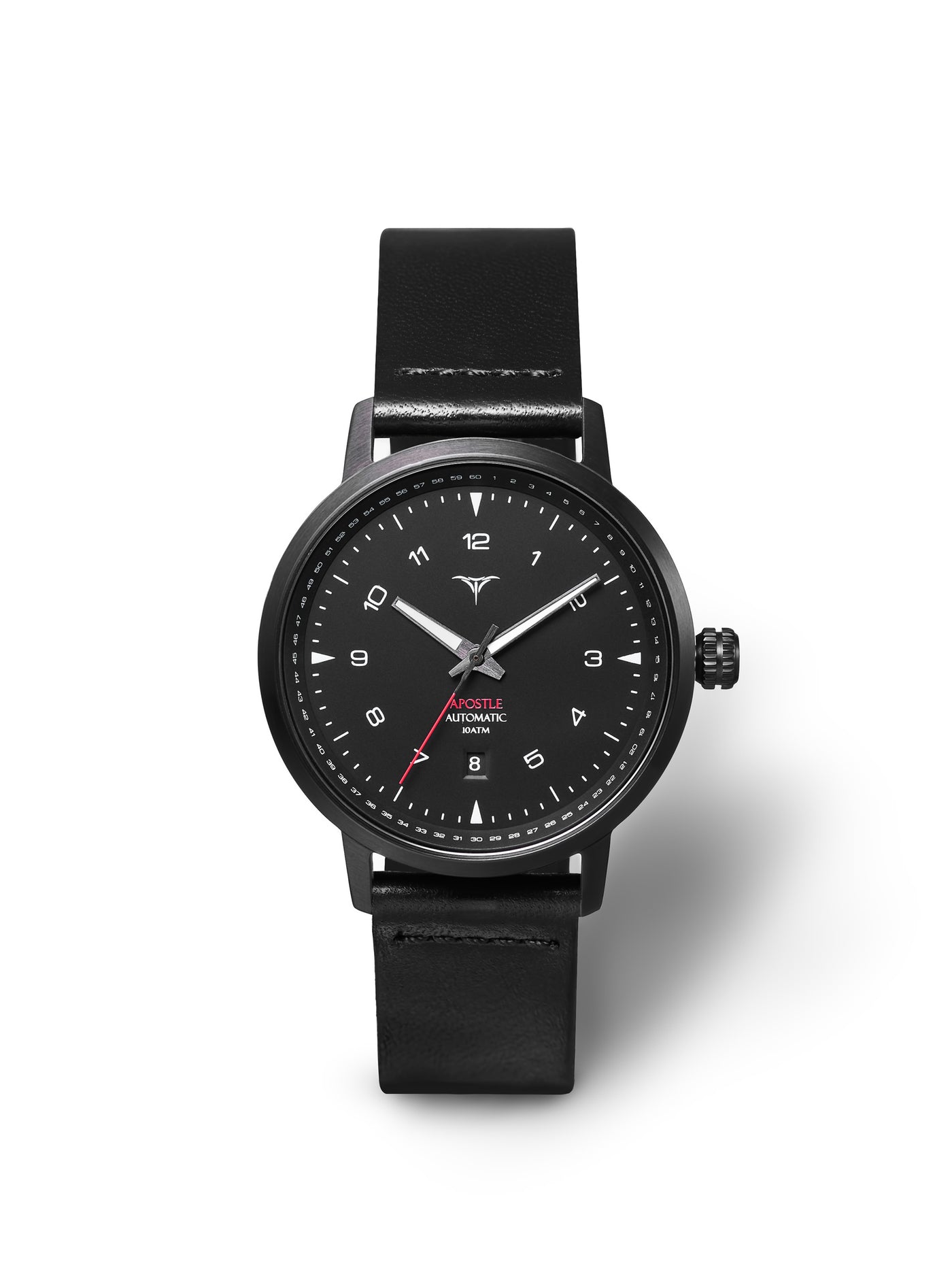 Black dial automatic watches V-Apostle with Black Horween Leather Straps | Vstelle Watch