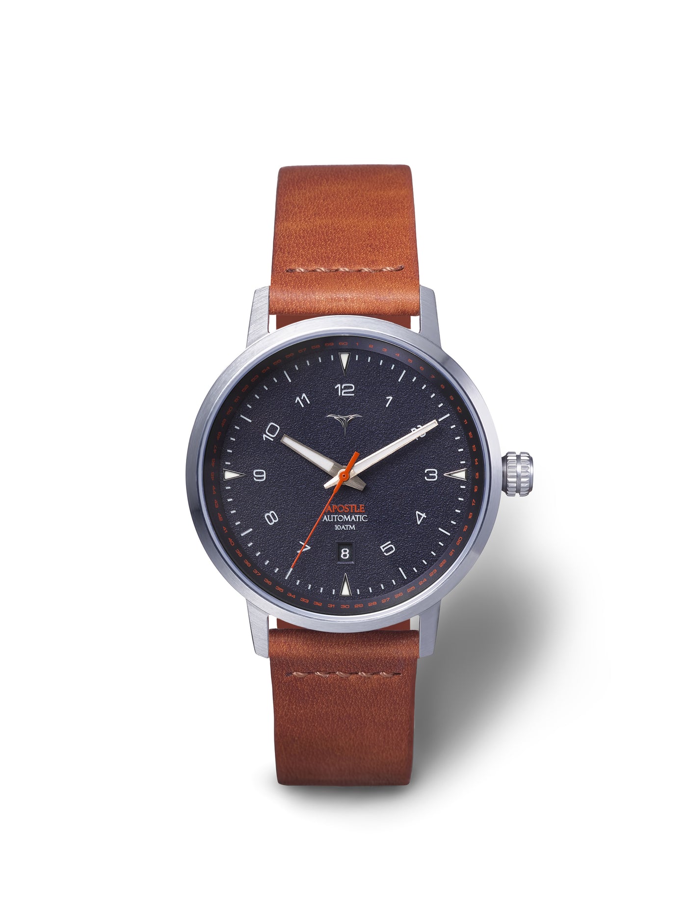 Blue dial automatic watches V-Apostle with Brown Horween Leather Straps | Vstelle Watch