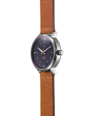 Blue dial automatic watches V-Apostle with Brown Horween Leather Straps | Vstelle Watch