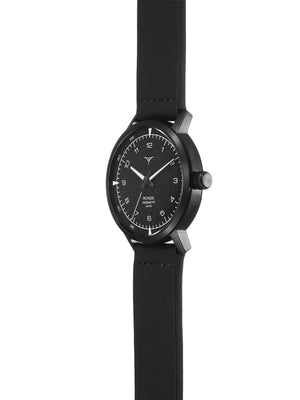 Black dial Swiss Made quartz watches V-Pioneer with Black Horween Leather Straps | Vstelle Watch