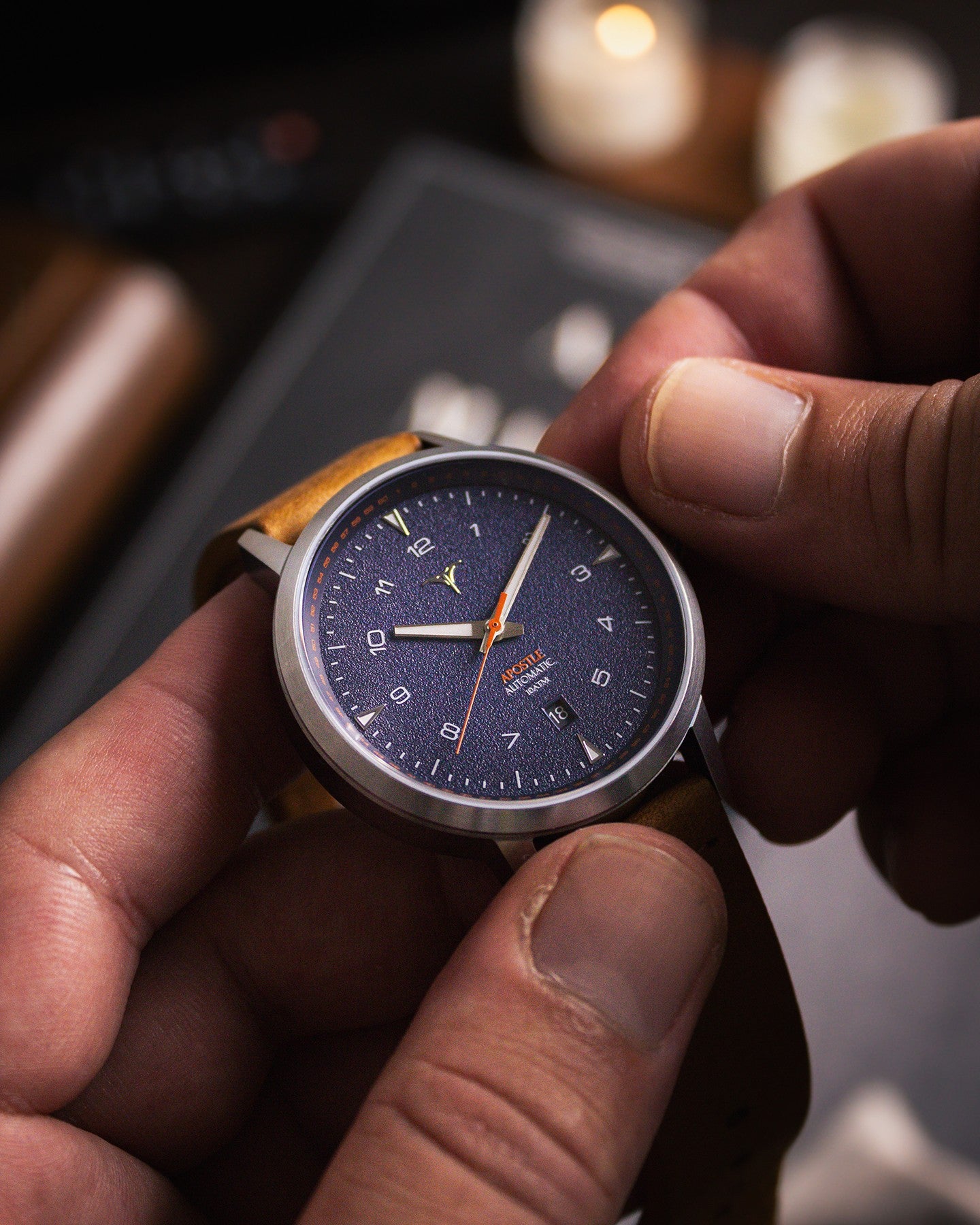 V-Apostle | Blue Dial | Brown Horween Leather - VSTELLE